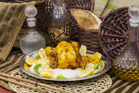 Arabic Roasted chicken with riceの写真素材