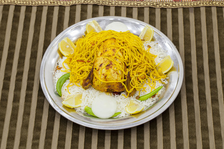 Arabic Roasted chicken with Spaghettiの写真素材