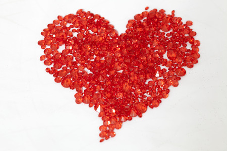 Red heart of crystal strass for celebration occasionsの写真素材