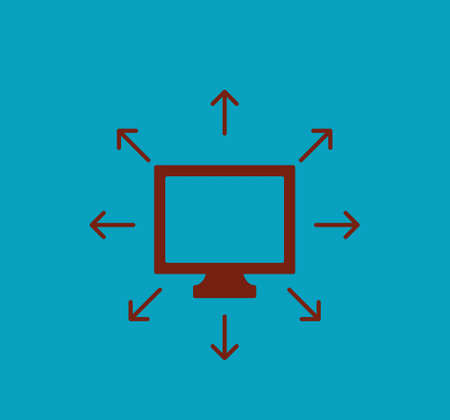 Illustration of computer data transfer with network wireless. Flat design.の写真素材