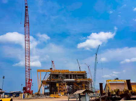 Malaysia,Perak,3 August 2021: The situation at the fishing boat jetty, there are many fishing boats that can not go down to sea to catch fish due to the phenomenon of prolonged low tide.のeditorial素材