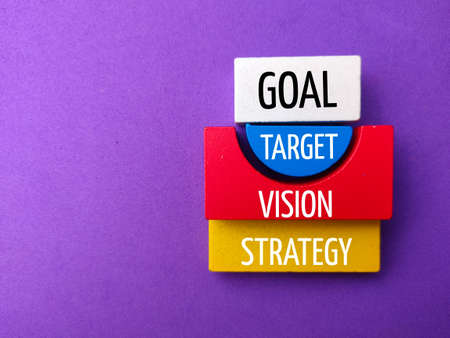 Top view the concept of business goals with targets, vision and strategy.の写真素材