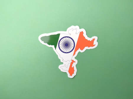 India flag stickers on a green background.の写真素材