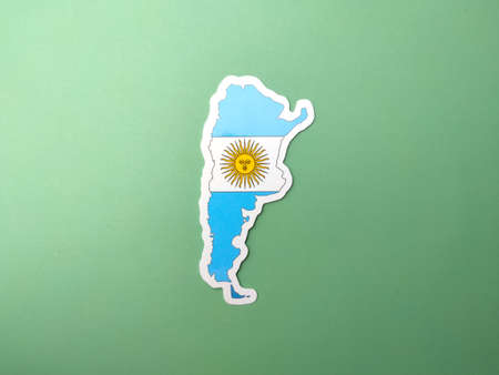 Argentina flag stickers on a green background.の写真素材