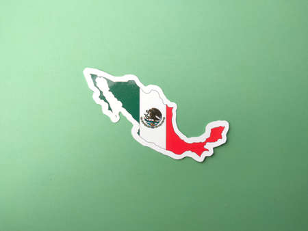 Maxico flag stickers on a green background.の写真素材