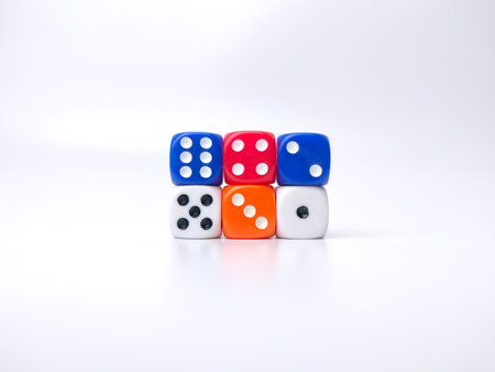 Colored dice isolated on a white background