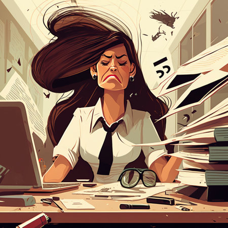 Businesswomen stress working in office full hd.の素材