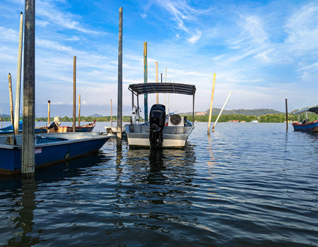 Beautiful and fresh morning atmosphere in the fishing boat jetty area