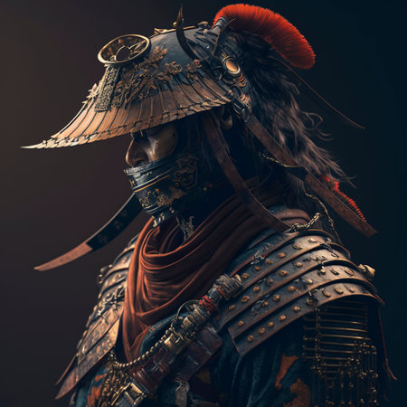 Illustration of a samurai soldier and sword animation detail image.の素材