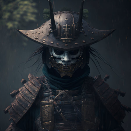 Illustration of japanese ghost army samurai with creepy horor.の素材