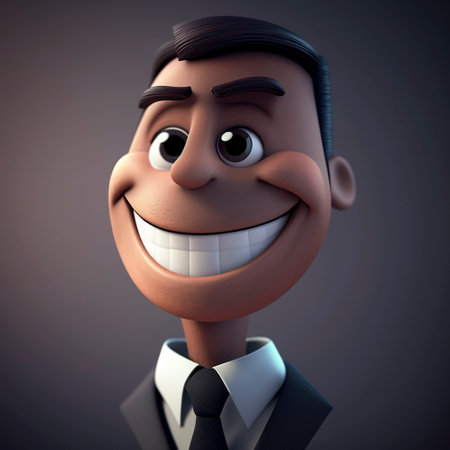 Illustration of a businessman face smiley and happy face 3d cartoon with high quality full hd.の素材