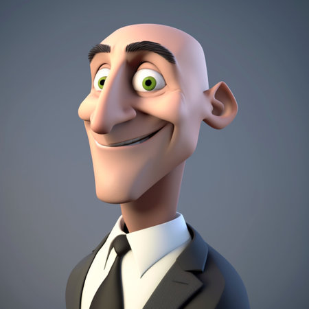 Illustration of a businessman face smiley and happy face 3d cartoon with high quality full hd.の素材