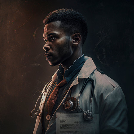 Illustration of a young black man doctor.High quality full hd 8k.の素材