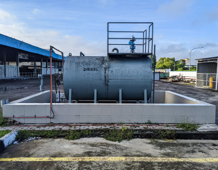 A diesel oil storage tank located in a safe areaの写真素材