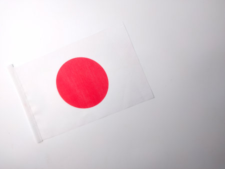 Top view japan flag on a white background.の写真素材