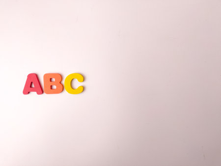 The image shows colorful alphabet letters on a white background.の写真素材