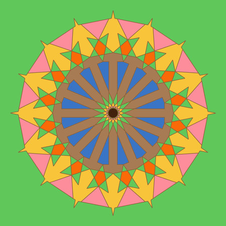 Abstract pattern of circle based repeated geometric shape with green background.のイラスト素材