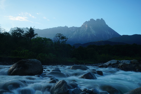Beautiful view of Mount Kinabalu, the highest peak in the Malay Archipelago, Borneo, East Malaysia.の写真素材