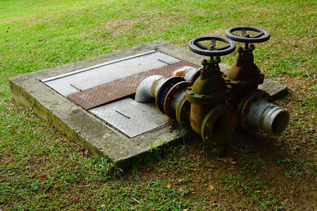 The large pumping and delivery of water to homes / water supply pipeline.の写真素材