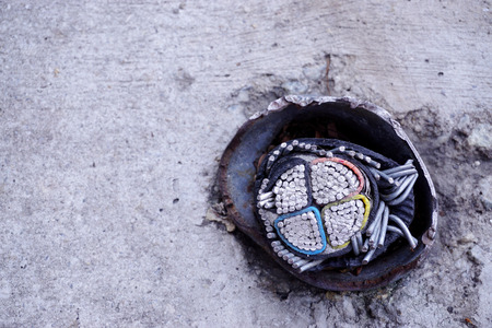 Abandon under ground cable on the floor.の写真素材