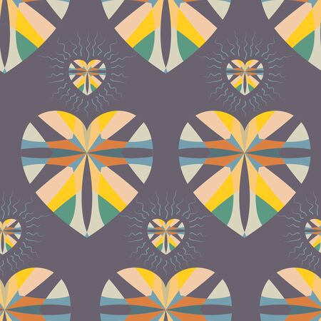 Surface pattern with heart shapes in vintage retro color shadesのイラスト素材