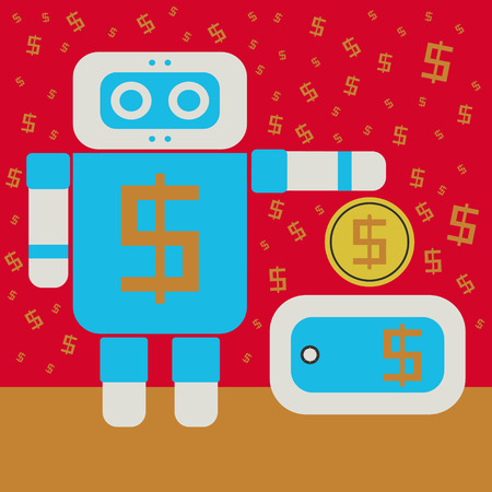 DESCRIBE THIS ABOUT THE ROBOT SMART diligent SAVINGのイラスト素材