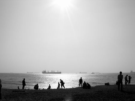 afternoon sun glowing over the sea in kaohsiungの写真素材