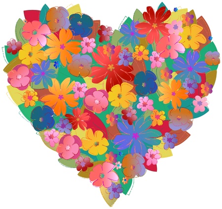 fashionable flower heart, love concept, vectorのイラスト素材