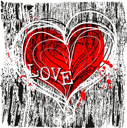love and heart design, grungyのイラスト素材