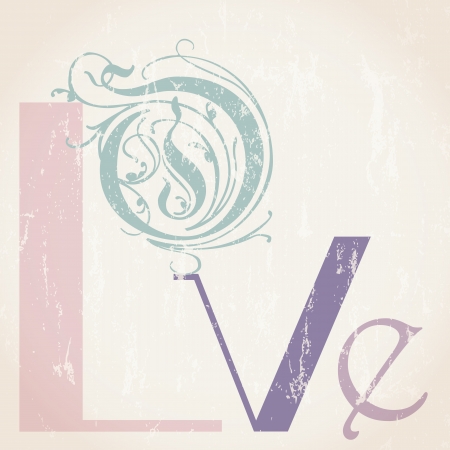 love concept with word letter, retro vintage styleのイラスト素材