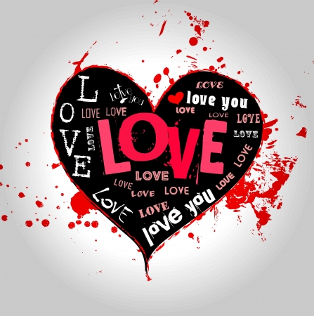 Love and heart illustration, grungyのイラスト素材
