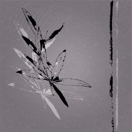 artificial branch with leaves, abstract illustration, free copy spaceのイラスト素材