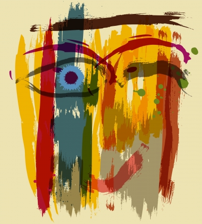 abstract women's face, vector illustrationのイラスト素材