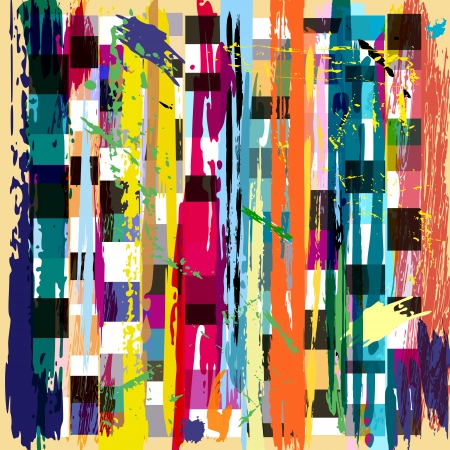 abstract background, with squares, paint strokes and splashesのイラスト素材