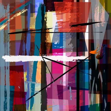 abstract background, with paint strokes, splashes and trapezeのイラスト素材
