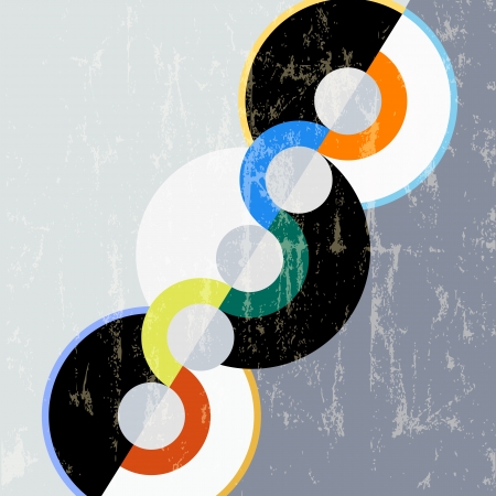 abstract circle background, retro vintage style with paint strokes and splashesのイラスト素材