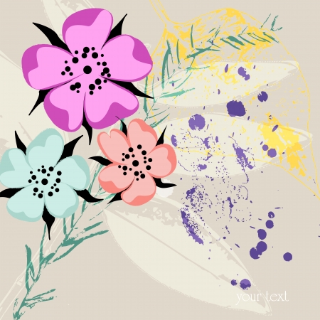 abstract flower design, free copy space, grungyのイラスト素材