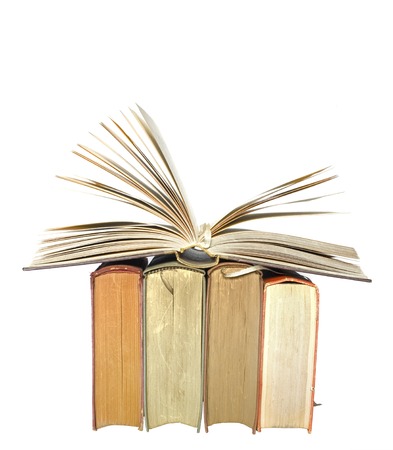 open book, isolated on white, free copy spaceの写真素材