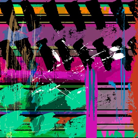 abstract background composition, with strokes, splashes and horizontal linesのイラスト素材