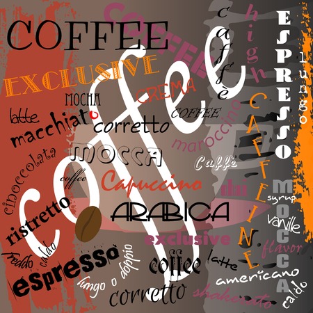 abstract coffee background, design template, with word/letter, grungyのイラスト素材