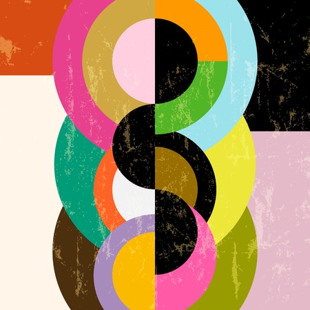 abstract background, vintage/retro geometric design, grungyのイラスト素材