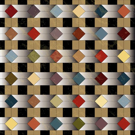 abstract geometric background, retro/vintage style, grungyのイラスト素材