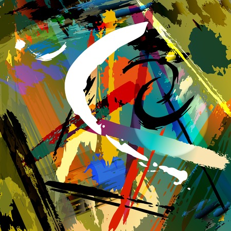 abstract background composition, with paint strokes and splashesのイラスト素材