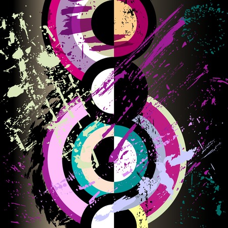 abstract circle background, retro/vintage style with paint strokes and splashesのイラスト素材