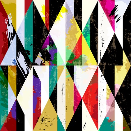 abstract geometric background, with paint strokes, splashes and trianglesのイラスト素材