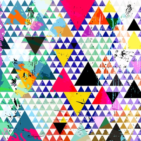abstract background, with paint strokes, splashes and trianglesのイラスト素材