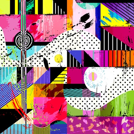 abstract background, with strokes, splashes and geometric linesのイラスト素材