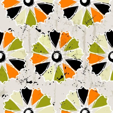 seamless abstract flower power background, illustration, with strokes and splashesのイラスト素材