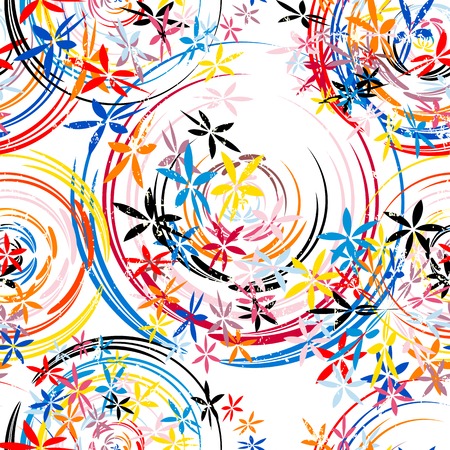 seamless background pattern, with circles/oval, paint strokes and splashes, grungyのイラスト素材