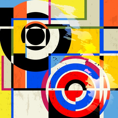 abstract background, vintage/retro geometric design, grungyのイラスト素材